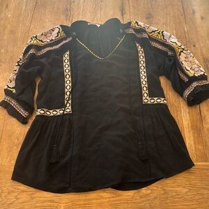 Hummingbird Bohemian Hippie Flowing Shirt. Vintage Size M